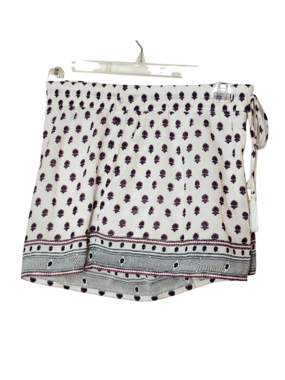 Soft Joie Womens Shorts L Boho White Burgundy Festive Lined Pockets Casual Beach - Picture 4 of 8